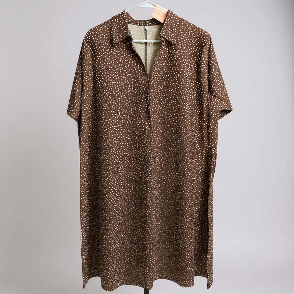 SHEIN Brown Polka Dot Midi Dress